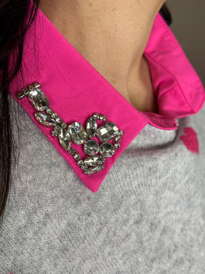 Faux Collar - Hot Pink Rhinestone