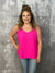 Pleated Hot Pink Tank - (Curvy Only)