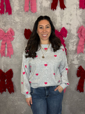 Heart Crewneck Sweater - Grey