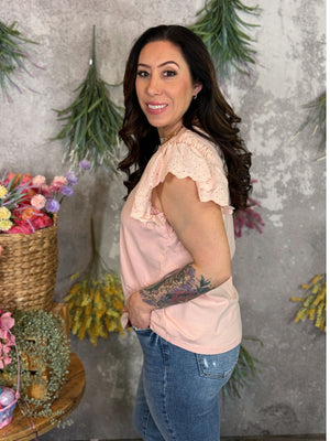 Blush Lace Ruffle Top