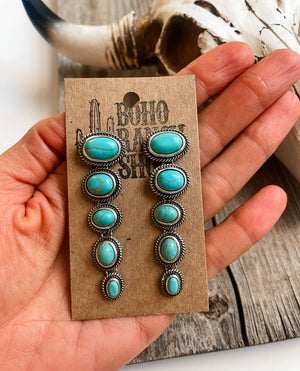 Western Dangle Turquoise Stud Earrings