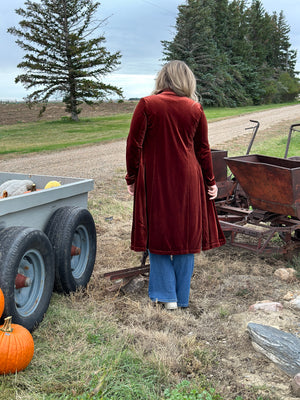 Velvet Duster Coat - Rust (XS - 3X) - FINAL SALE