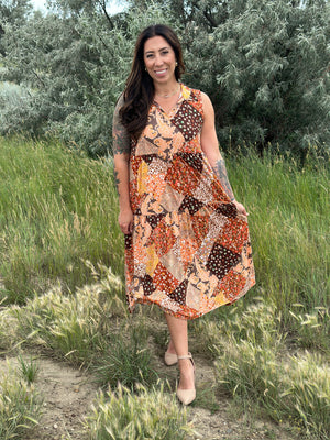 Buttery Soft Patchwork Collared Tank Dress (Small - 3X)