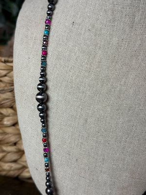 Faux Pearl and Multi Color Necklace