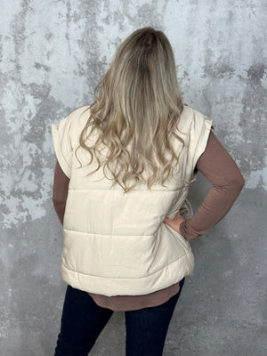 Oversized Puffer Vest - Ivory