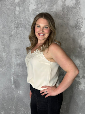 Linda Lace Tank - Cream - (small - 3X) - FINAL SALE