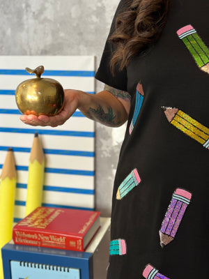 Sequin Patch Pencel Tshirt Dress - FINAL SALE