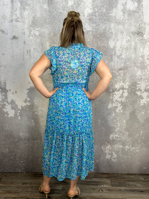 Bloomin Ruffle Maxi Dress - Blue