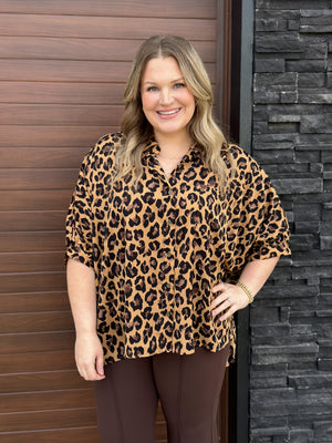 Flowy Leopard Blouse Top - FINAL SALE