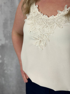 Linda Lace Tank - Cream - (small - 3X) - FINAL SALE