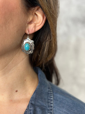 Silver Turquoise Squash Necklace with Matching Statement Earring