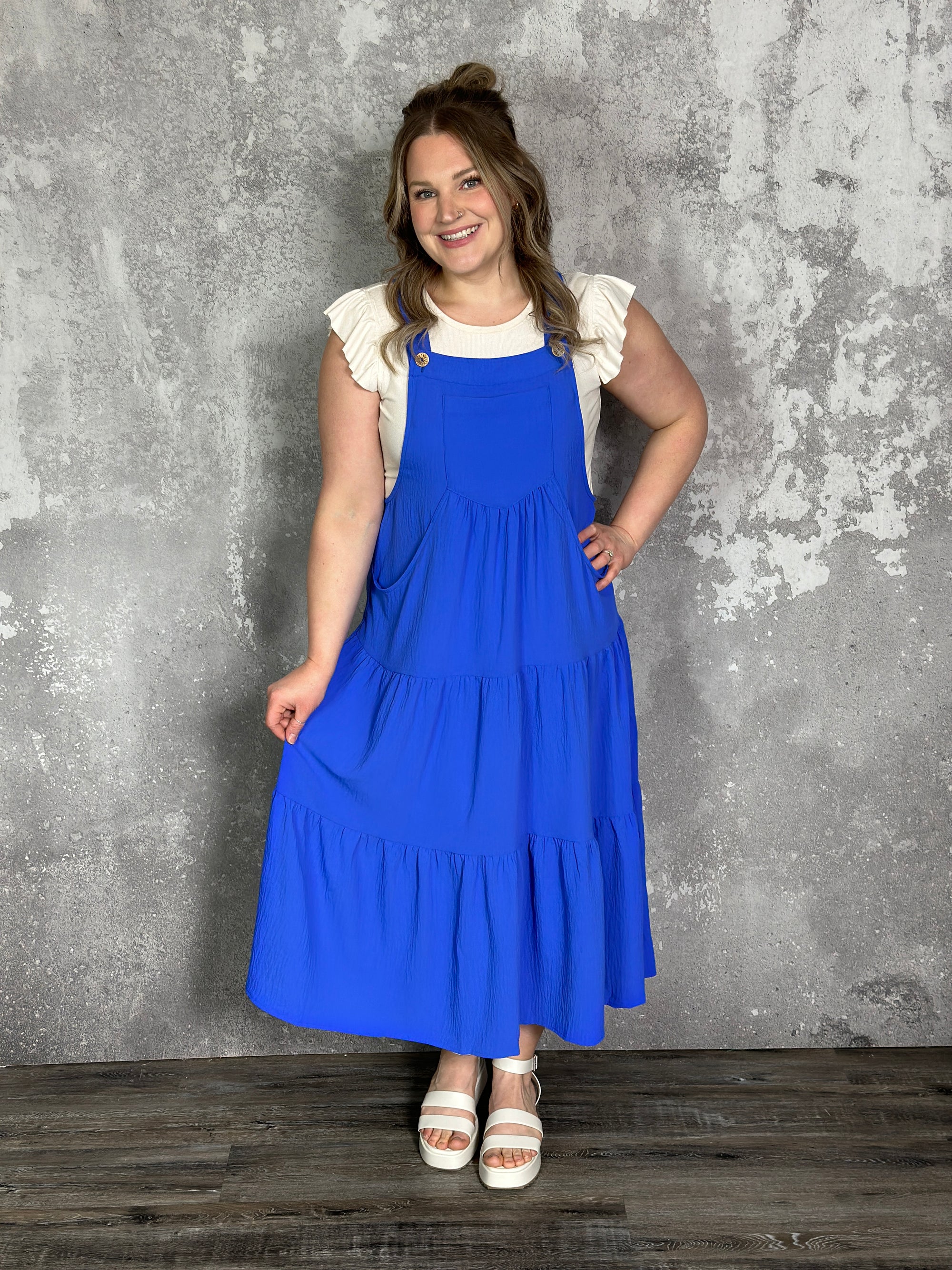 Tiered Airflow Ruffle Jumper Dress - Blue
