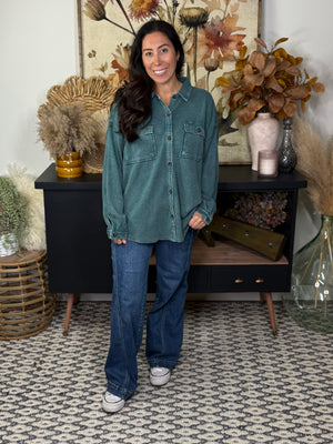Teal Waffle Shacket