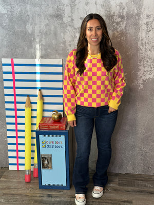 Pink/Yellow Checker Sweater