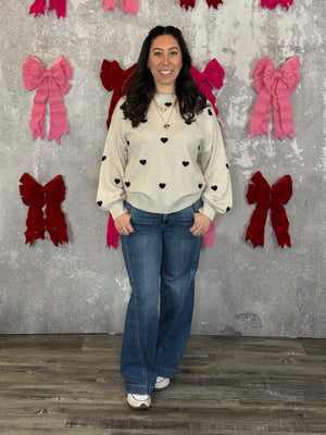 Heart Crewneck Sweater - Cream