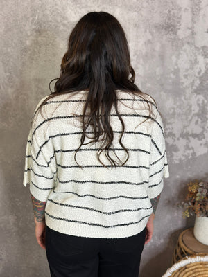 White Stripe Sweater (Small - 3X)