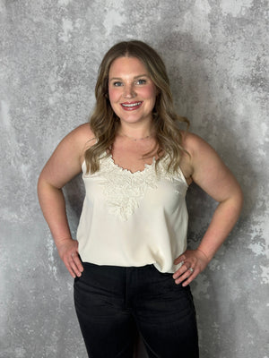 Linda Lace Tank - Cream - (small - 3X) - FINAL SALE