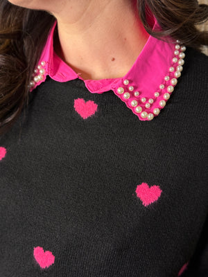 Faux Collar - Hot Pink Pearl