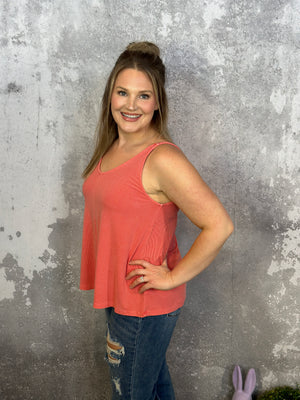 The Penny Tank - Bright Coral - FINAL SALE