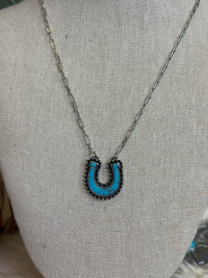 Turquoise Horseshoes Necklace Restock