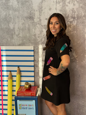 Sequin Patch Pencel Tshirt Dress - FINAL SALE