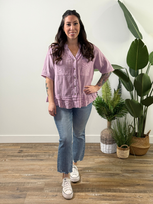 Eyelet Lilac Lace Gauze Top (Small - 3X)