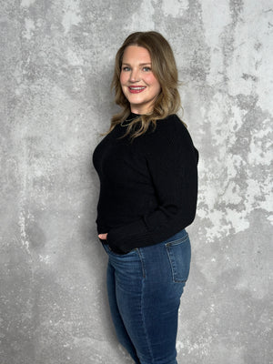 Black Dolman Ribbed Sweater (Small - 2X)