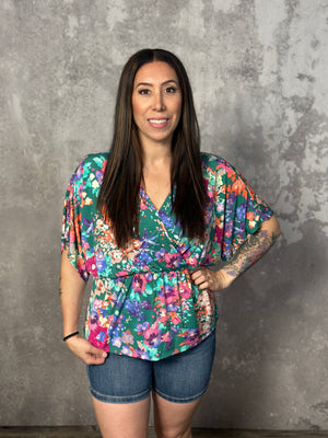 Jade Kimono Sleeve Floral Top - FINAL SALE