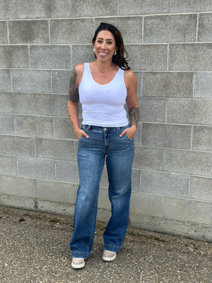 Judy Blue Double Button Wide Leg Jean (sizes 0/24-24W) - BESTSELLER