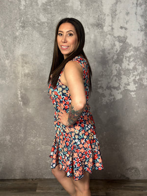 Navy Floral Romper (Small - 3X)