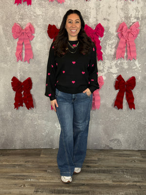 Heart Crewneck Sweater - Black