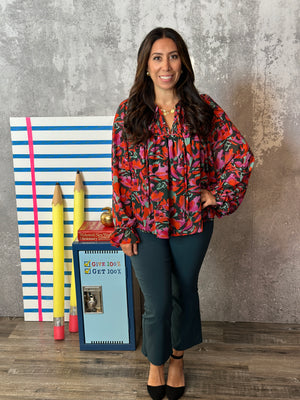 Flowy Fall Floral Blouse (Small - 3X)