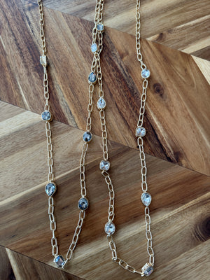 Long Layered Gem Necklace