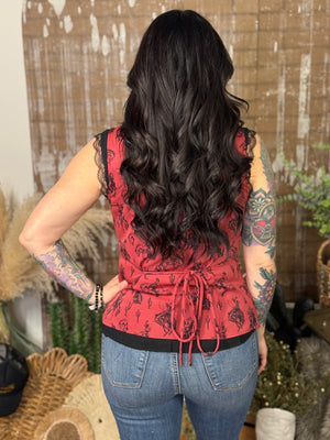 Red Western Button Vest