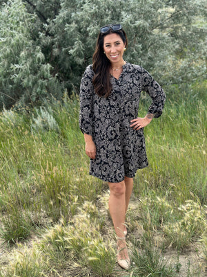Black Paisley Gabby Dress- (Small - 3X)