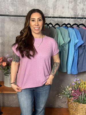 Soft Hacci Round Neck Top - Mauve