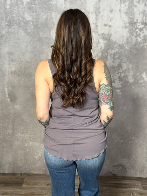 The Nyla Scoop Neck Tank - Charcoal