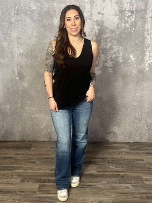 The Nyla Scoop Neck Tank - Black