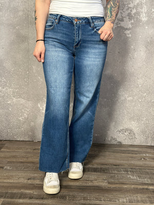 Risen Mid Rise Wide Crop Jean (Regular and Plus Size)