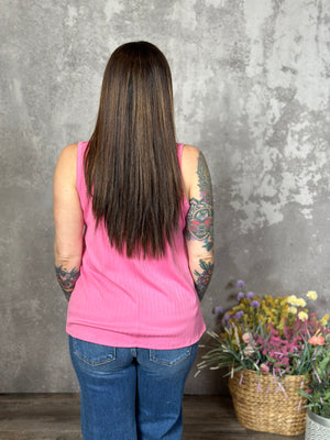Pocket Vneck Tank - Bubble Gum Pink (Small - 3X)