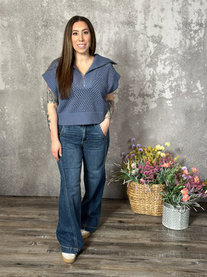 Blue Collared Sweater Vest (Small - 2X)