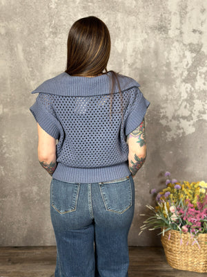 Blue Collared Sweater Vest (Small - 2X)