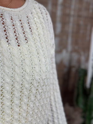 Loose knit Ivory Sweater with Glitter