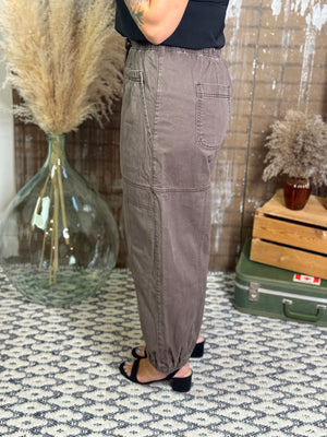 Brown Cargo Jogger Pants