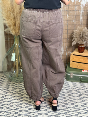 Brown Cargo Jogger Pants