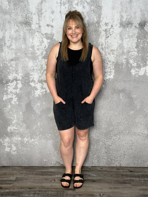Hooded Lounge Romper - Vintage Black (Small - 1X) - FINAL SALE