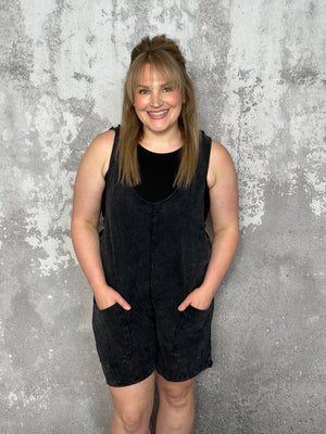 Hooded Lounge Romper - Vintage Black (Small - 1X) - FINAL SALE