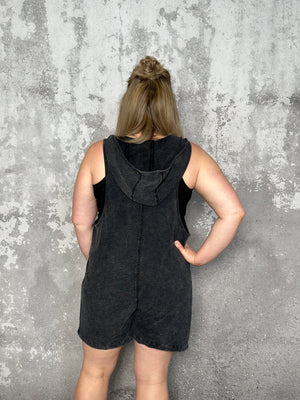 Hooded Lounge Romper - Vintage Black (Small - 1X) - FINAL SALE