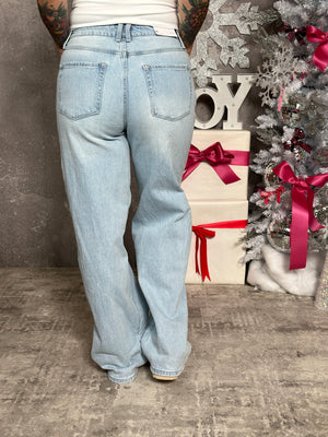 High Rise Baggy Cuff Wide Leg Jean (Sizes 24 - 32) - FINAL SALE
