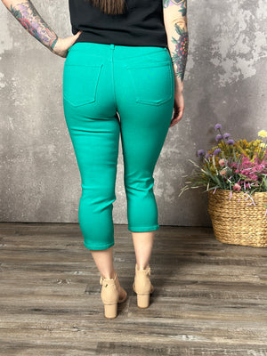 Hyperstretch Pull On Capri - Green (Small - 3X)